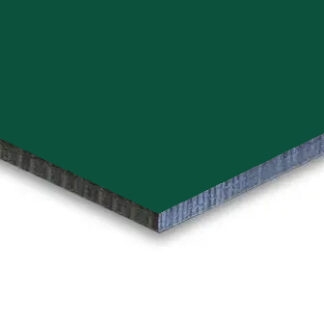 Hpl plaat 6mm Mosgroen Ral 6005 bij benadering. Aan beide zijdes groen gekleurd.